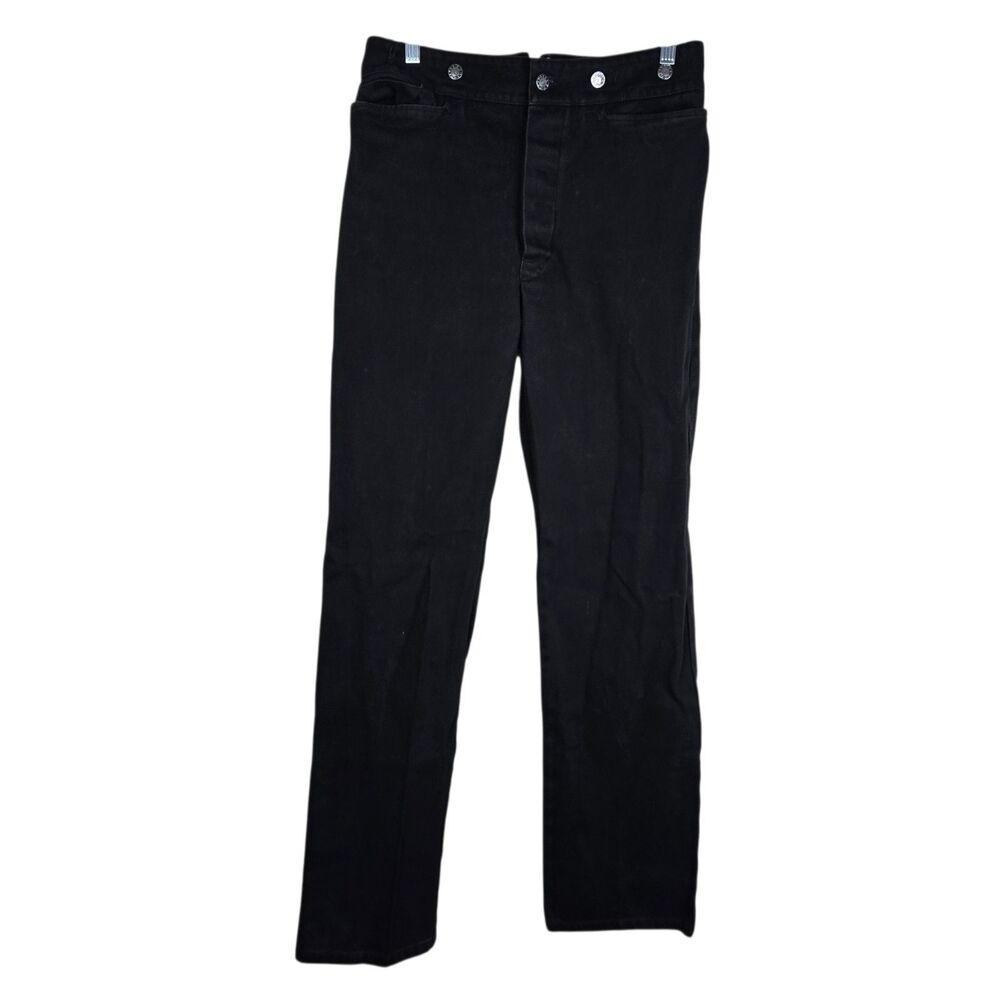 Vtg Wah Maker Jeans Sz 32 Black Buckle Back Suspender Buttons Western